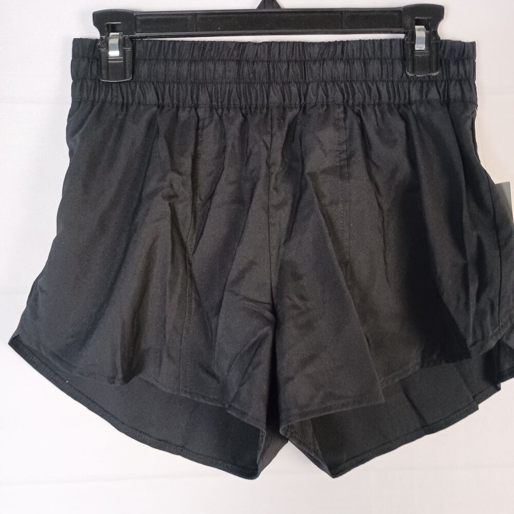 All in Motion Black Run Shorts Mid Rise Lined S NWT Zip Pocket